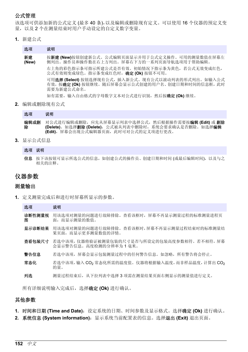 公式管理, 仪器参数, 测量输出 | 其他参数 | Hach-Lange ORBISPHERE 6110 Basic User Manual User Manual | Page 152 / 302