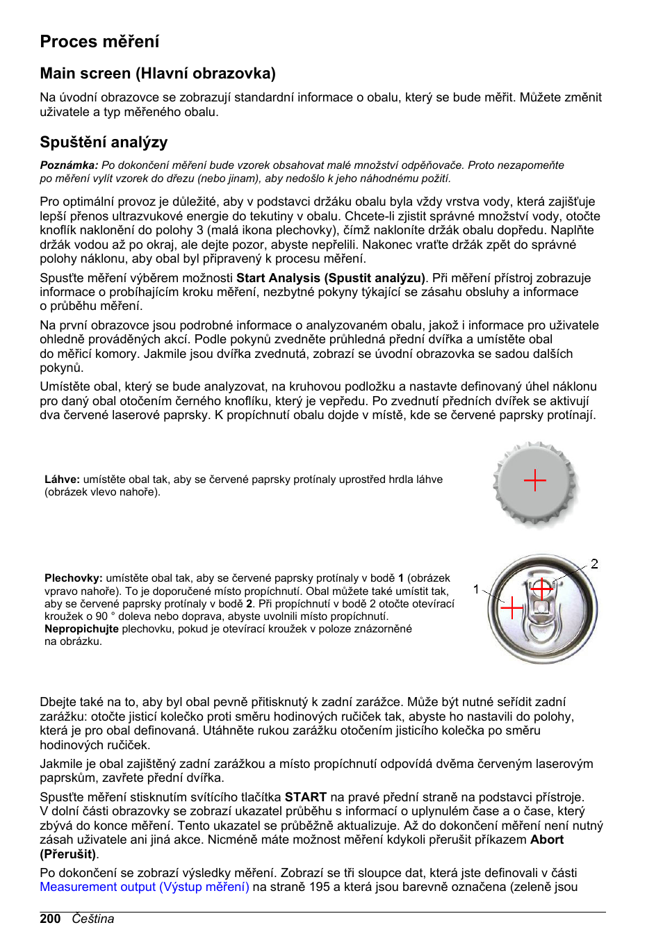 Proces měření, Main screen (hlavní obrazovka), Spuštění analýzy | Hach-Lange ORBISPHERE 6110 Basic User Manual User Manual | Page 200 / 302