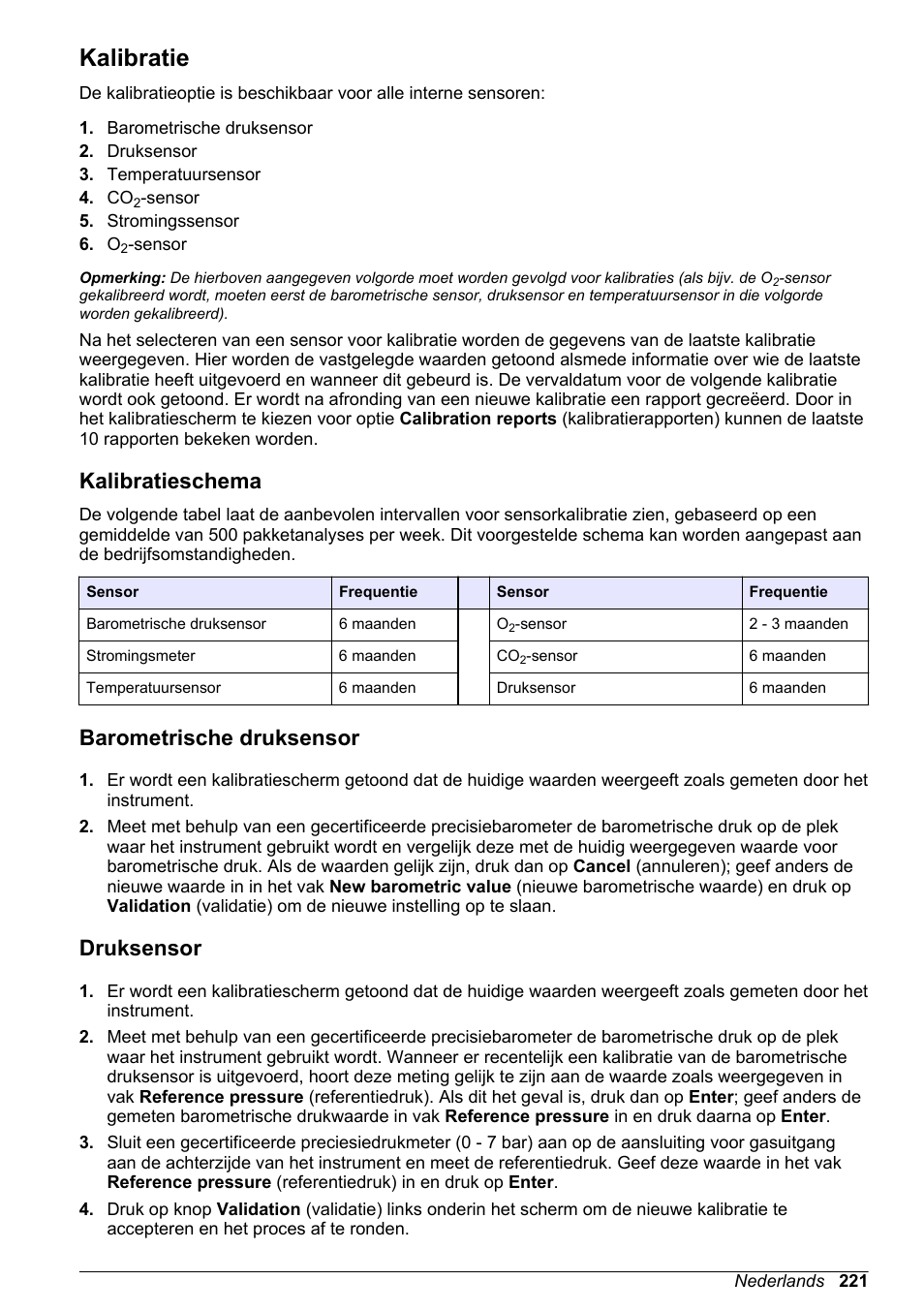 Kalibratie, Kalibratieschema, Barometrische druksensor | Druksensor | Hach-Lange ORBISPHERE 6110 Basic User Manual User Manual | Page 221 / 302