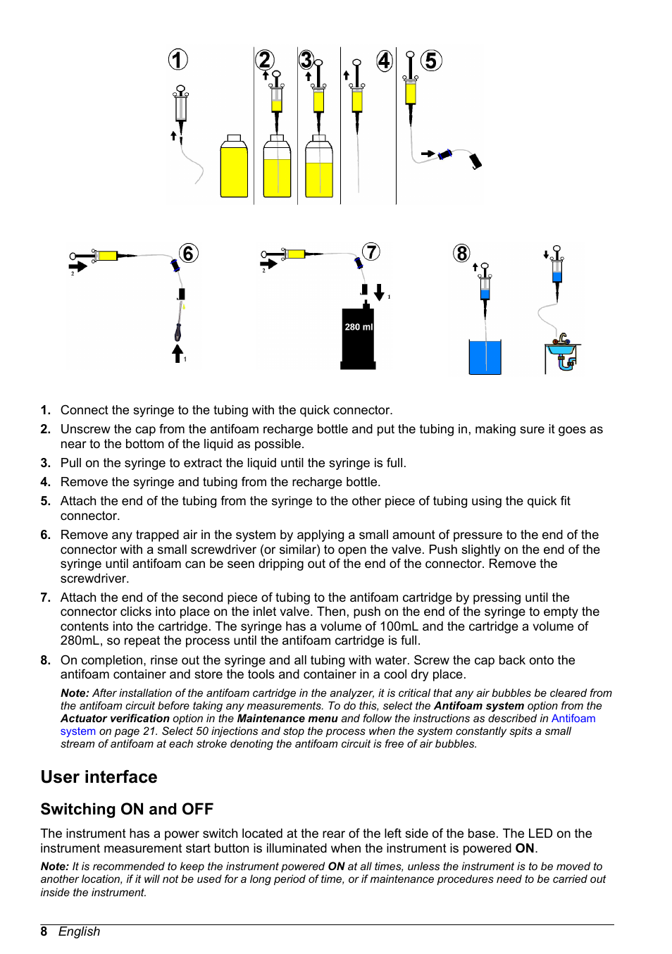 User interface, Switching on and off | Hach-Lange ORBISPHERE 6110 Basic User Manual User Manual | Page 8 / 302