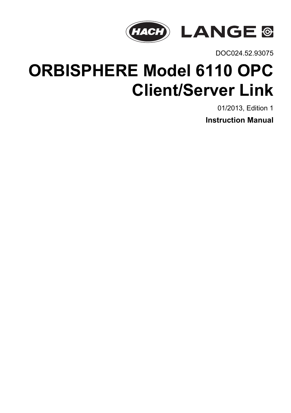 Hach-Lange ORBISPHERE 6110 OPC Instruction Manual User Manual | 16 pages