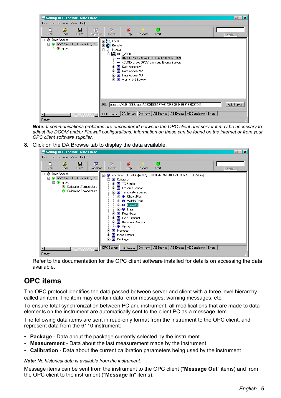 Opc items | Hach-Lange ORBISPHERE 6110 OPC Instruction Manual User Manual | Page 7 / 16