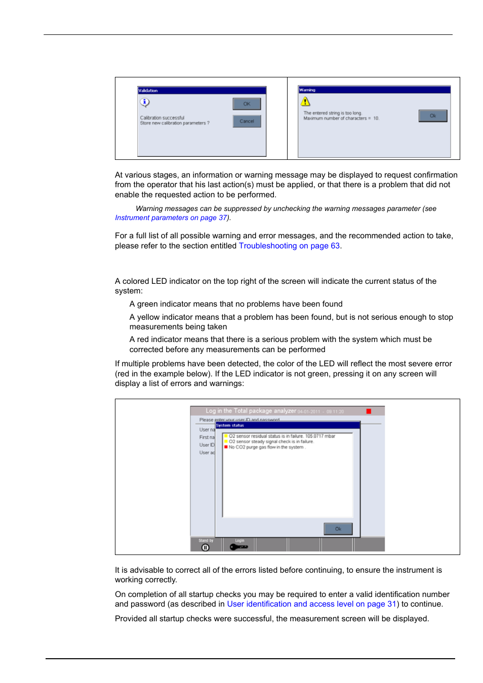 6 information and warning windows, 7 instrument status indicator | Hach-Lange ORBISPHERE 6110 User Manual User Manual | Page 31 / 76