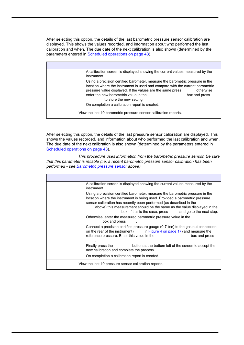 4 barometric pressure sensor, 5 pressure sensor, 4 barometric pressure sensor 6.5 pressure sensor | Barometric pressure sensor on, Calibration | Hach-Lange ORBISPHERE 6110 User Manual User Manual | Page 48 / 76