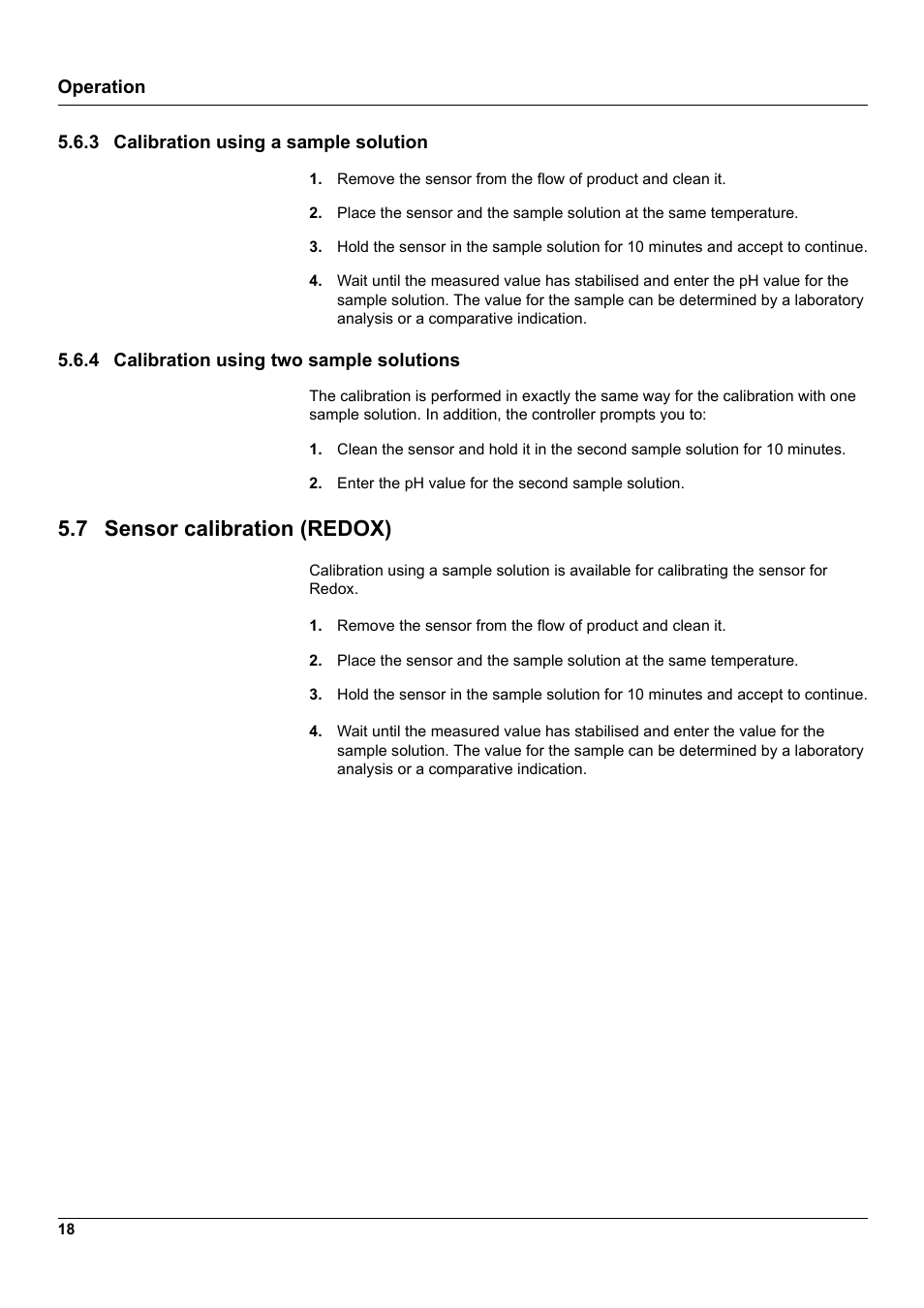 3 calibration using a sample solution, 4 calibration using two sample solutions, 7 sensor calibration (redox) | 3 calibration using a, Sample solution, Calibration using two sample solutions | Hach-Lange 1200-S sc User Manual | Page 20 / 34
