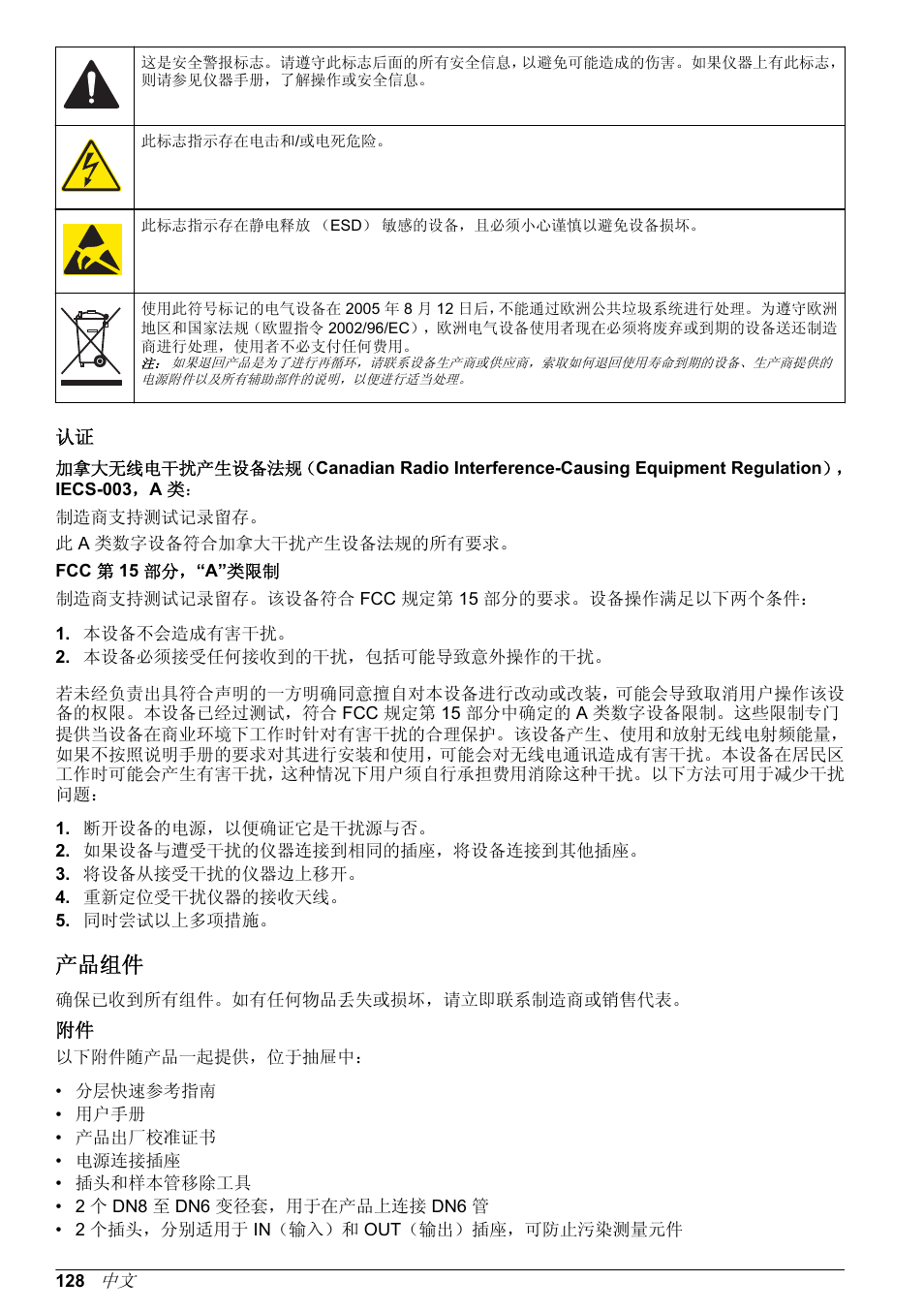 产品组件 | Hach-Lange POLYMETRON 9526 User Manual | Page 128 / 224