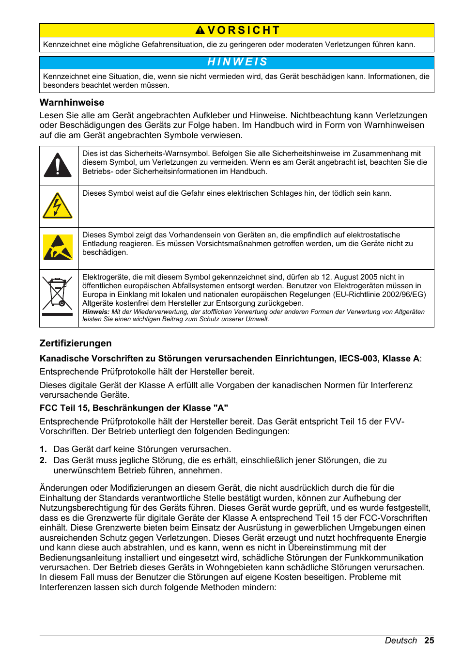 Warnhinweise, Zertifizierungen | Hach-Lange POLYMETRON 9526 User Manual | Page 25 / 224