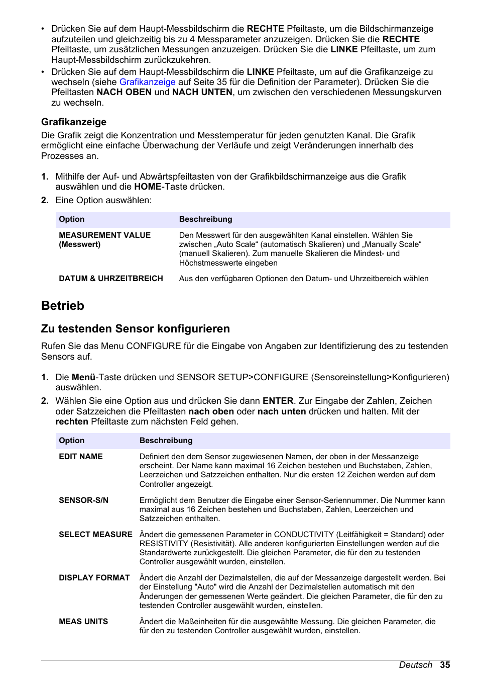 Grafikanzeige, Betrieb, Zu testenden sensor konfigurieren | Hach-Lange POLYMETRON 9526 User Manual | Page 35 / 224