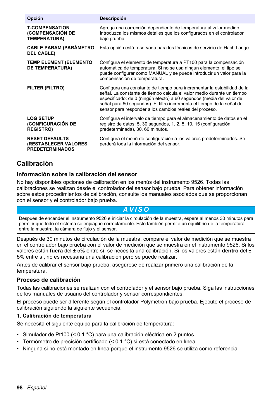 Calibración, Información sobre la calibración del sensor, Proceso de calibración | Hach-Lange POLYMETRON 9526 User Manual | Page 98 / 224