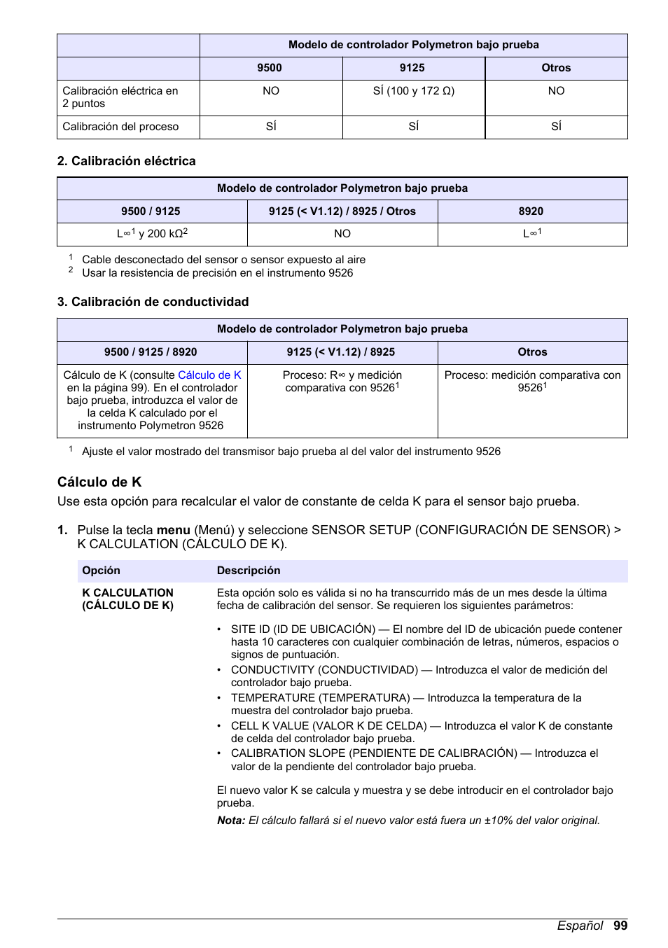 Cálculo de k | Hach-Lange POLYMETRON 9526 User Manual | Page 99 / 224