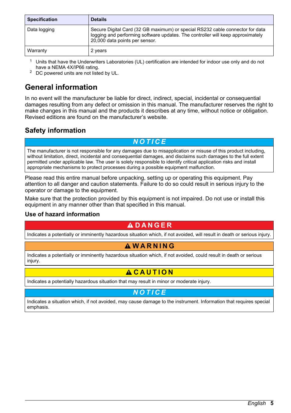 General information, Safety information, Use of hazard information | Hach-Lange POLYMETRON 9526 User Manual | Page 7 / 34