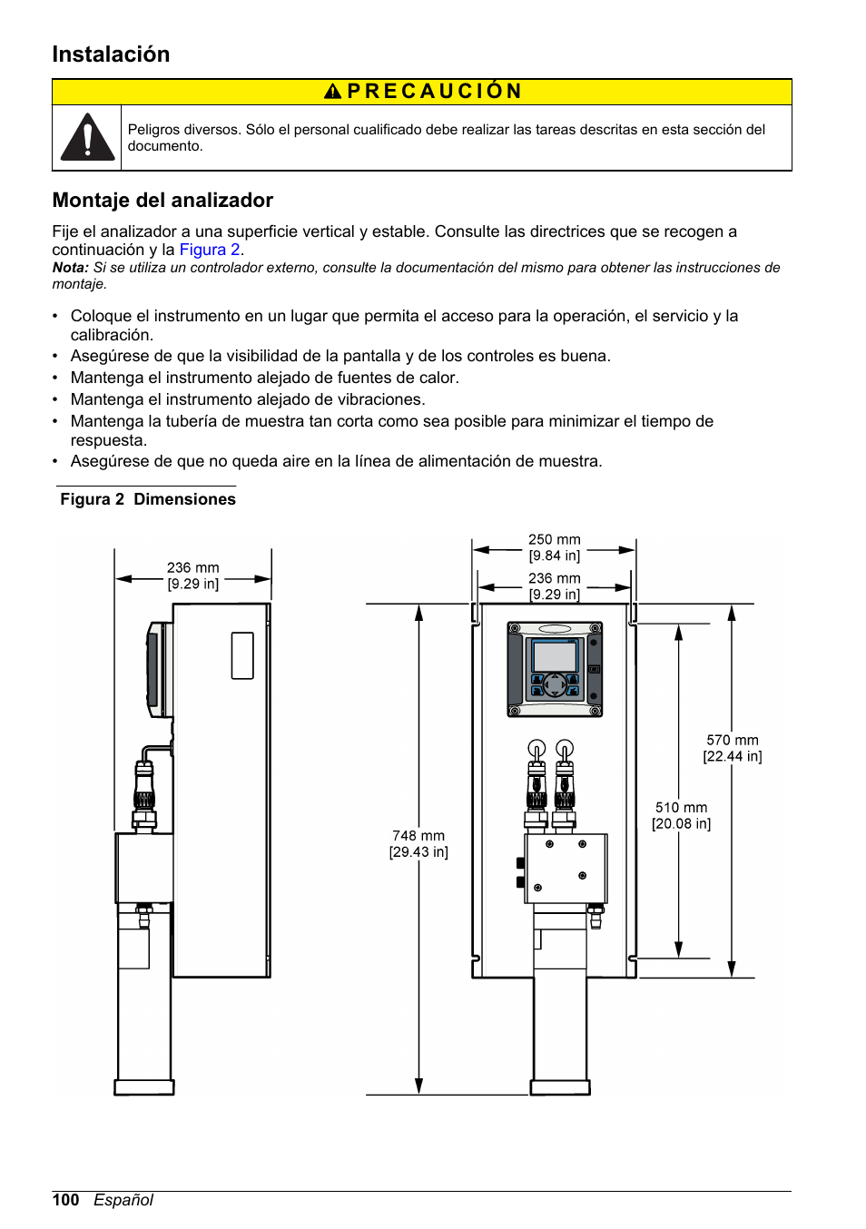 Instalación, Montaje del analizador | Hach-Lange POLYMETRON 9523 Basic User Manual User Manual | Page 100 / 254