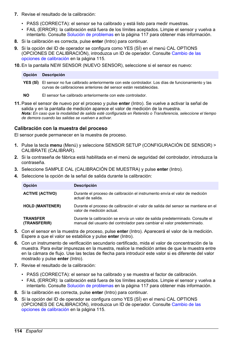 Calibración con la muestra del proceso | Hach-Lange POLYMETRON 9523 Basic User Manual User Manual | Page 114 / 254