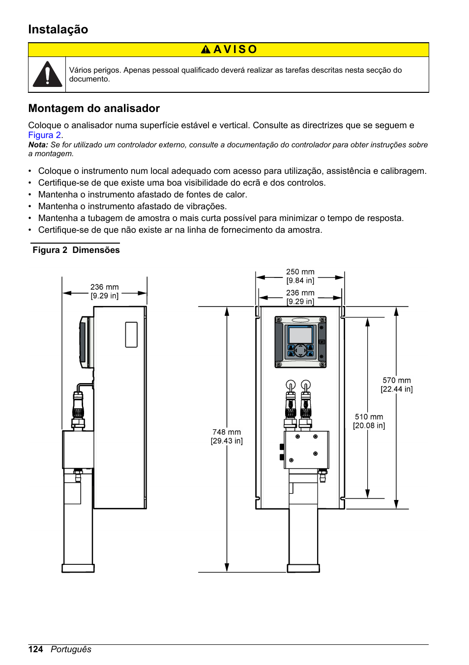 Instalação, Montagem do analisador | Hach-Lange POLYMETRON 9523 Basic User Manual User Manual | Page 124 / 254