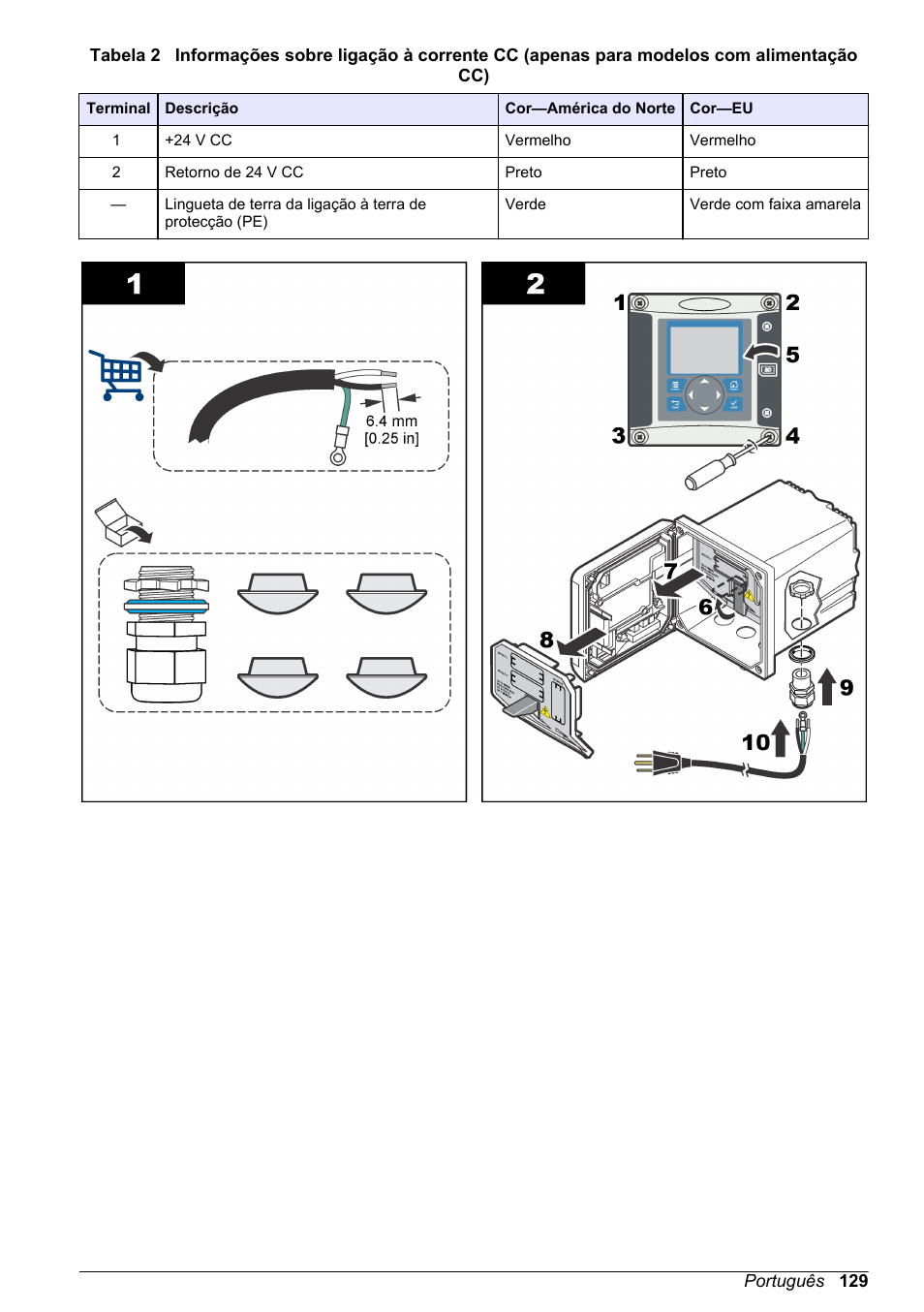 Tabela 2, Para ligar o sensor à | Hach-Lange POLYMETRON 9523 Basic User Manual User Manual | Page 129 / 254