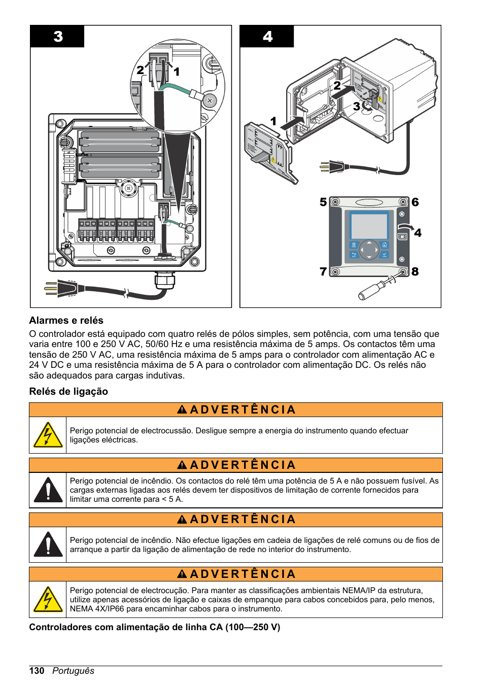 Alarmes e relés, Relés de ligação | Hach-Lange POLYMETRON 9523 Basic User Manual User Manual | Page 130 / 254