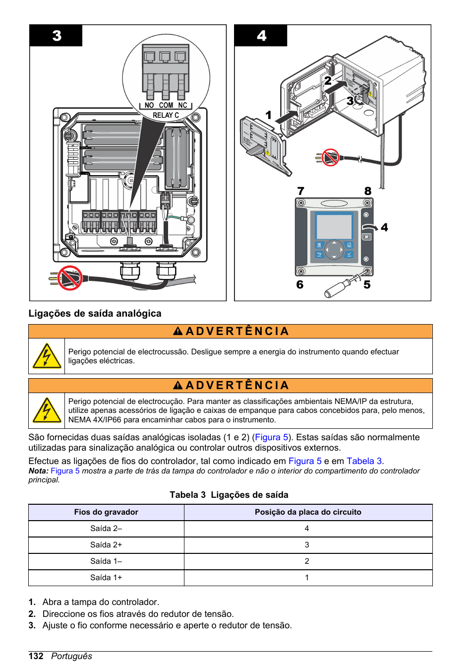 Ligações de saída analógica | Hach-Lange POLYMETRON 9523 Basic User Manual User Manual | Page 132 / 254