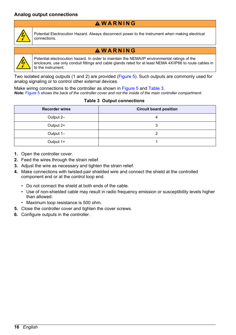 Analog output connections | Hach-Lange POLYMETRON 9523 Basic User Manual User Manual | Page 16 / 254