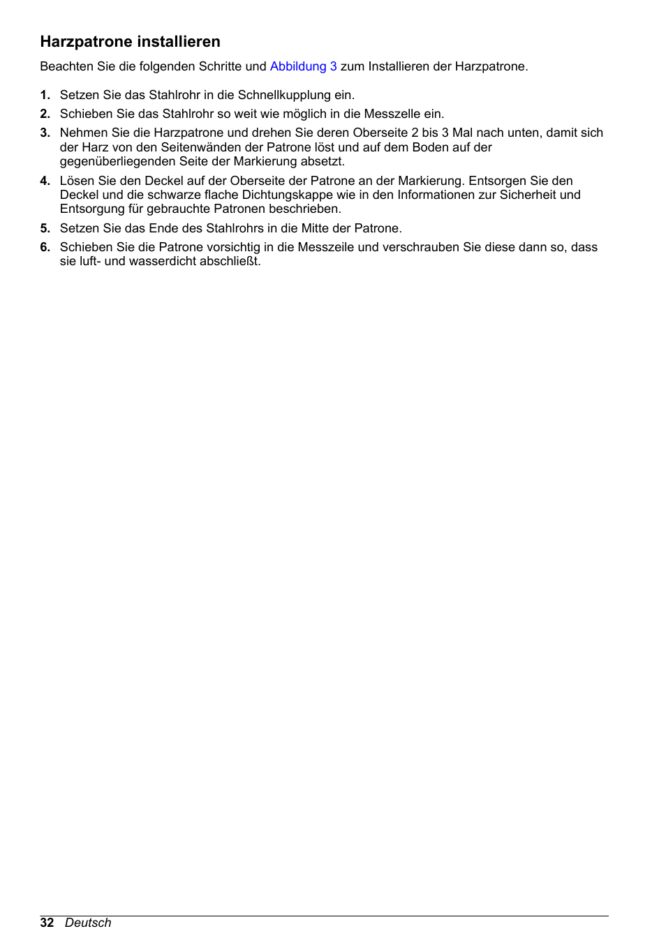 Harzpatrone installieren | Hach-Lange POLYMETRON 9523 Basic User Manual User Manual | Page 32 / 254