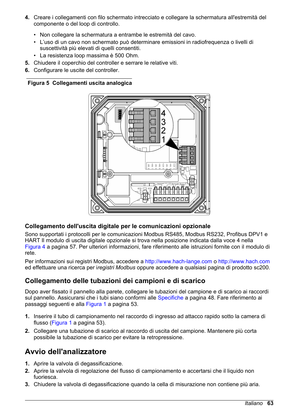 Avvio dell'analizzatore, Figura 5, E nella | Hach-Lange POLYMETRON 9523 Basic User Manual User Manual | Page 63 / 254