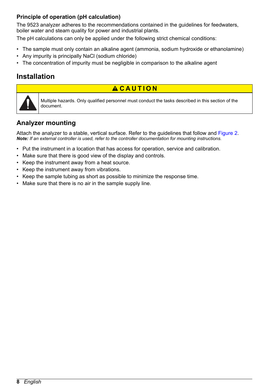 Principle of operation (ph calculation), Installation, Analyzer mounting | Hach-Lange POLYMETRON 9523 Basic User Manual User Manual | Page 8 / 254