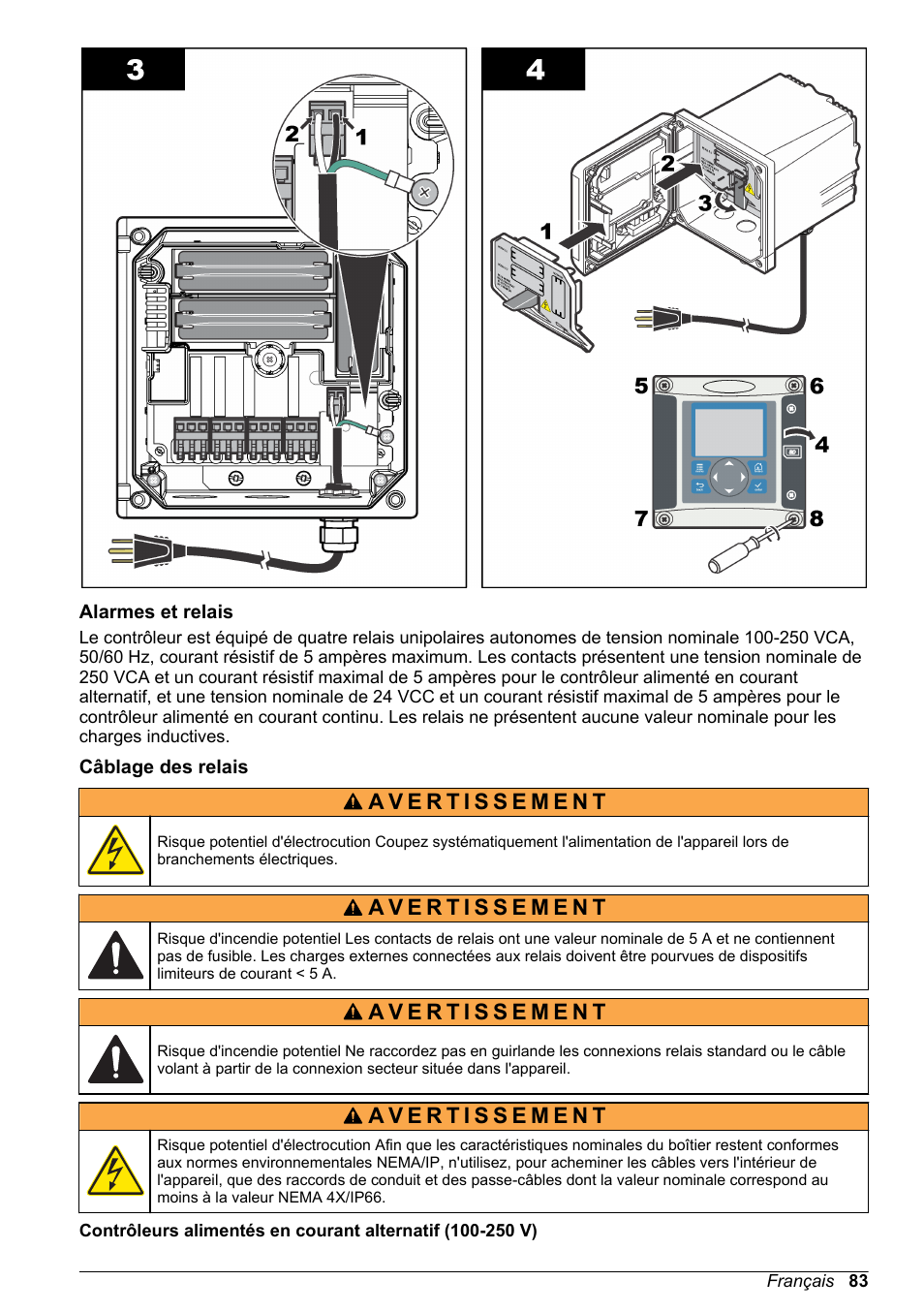 Alarmes et relais, Câblage des relais | Hach-Lange POLYMETRON 9523 Basic User Manual User Manual | Page 83 / 254