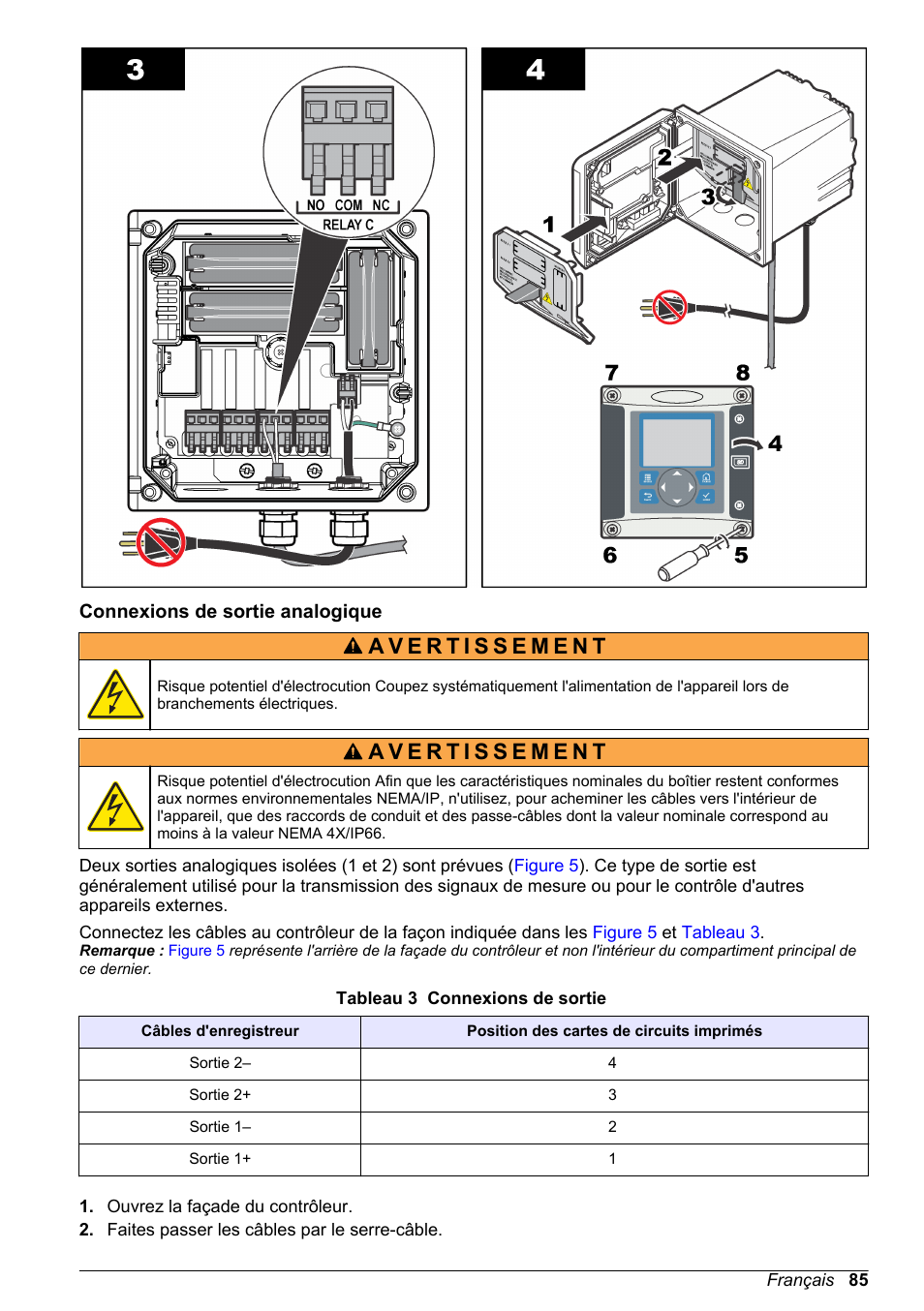 Connexions de sortie analogique | Hach-Lange POLYMETRON 9523 Basic User Manual User Manual | Page 85 / 254