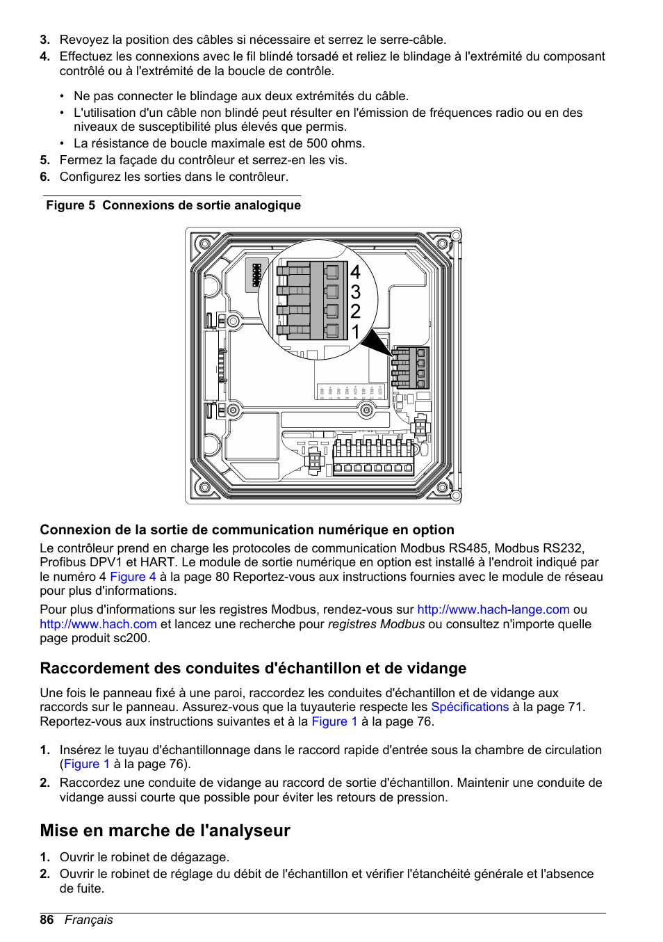 Mise en marche de l'analyseur, Figure 5, Ce type de sortie est | Hach-Lange POLYMETRON 9523 Basic User Manual User Manual | Page 86 / 254