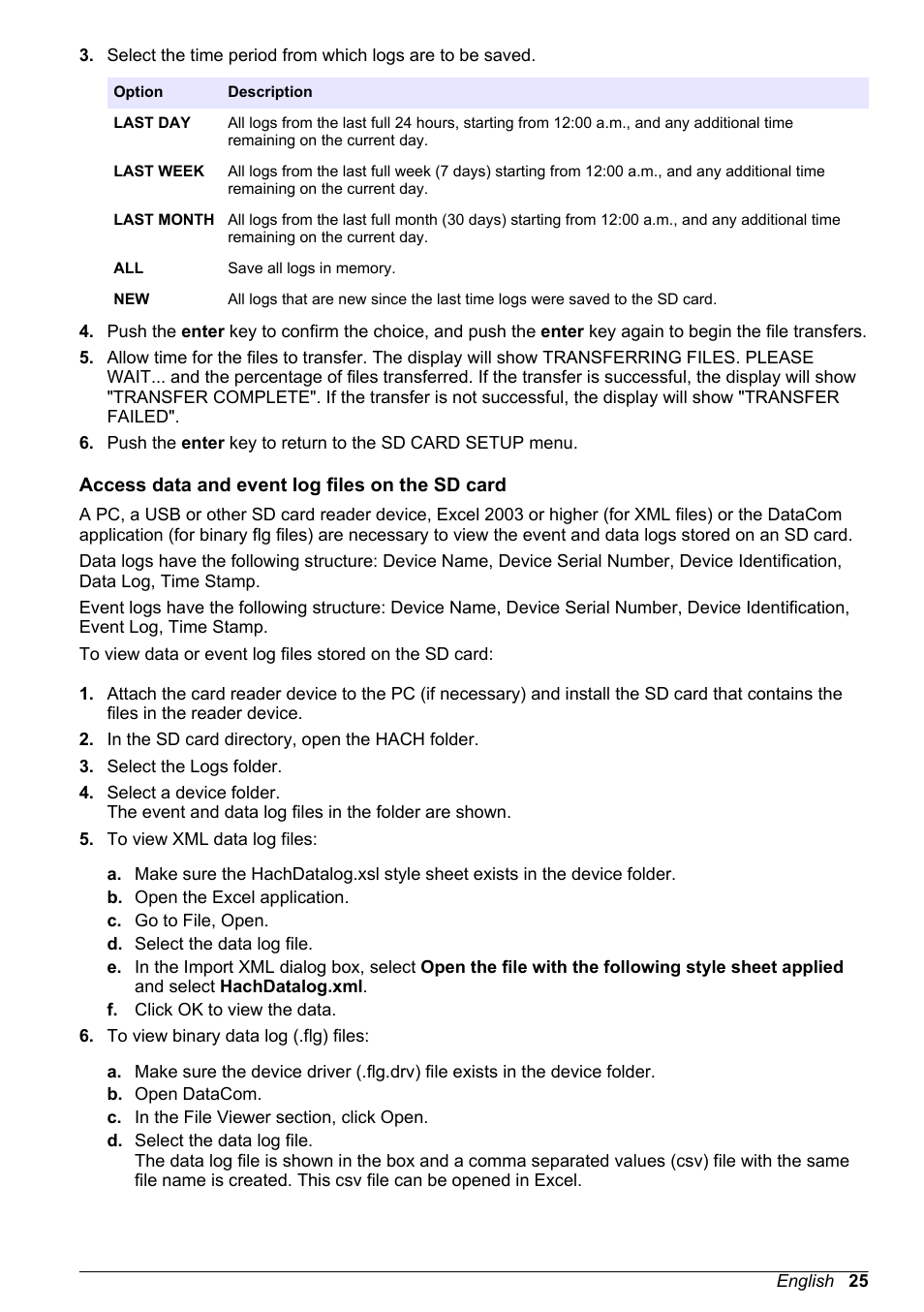 Access data and event log files on the sd card | Hach-Lange POLYMETRON 9523 User Manual User Manual | Page 27 / 44