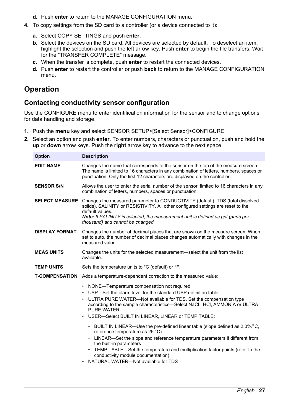 Operation, Contacting conductivity sensor configuration | Hach-Lange POLYMETRON 9523 User Manual User Manual | Page 29 / 44