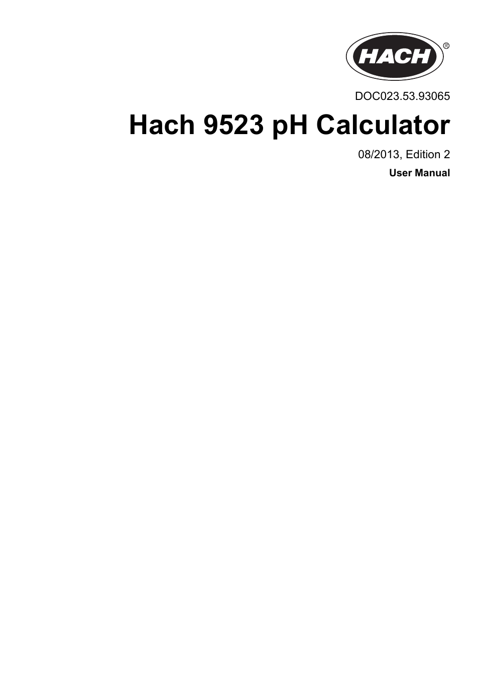 Hach-Lange HACH 9523 User Manual | 22 pages