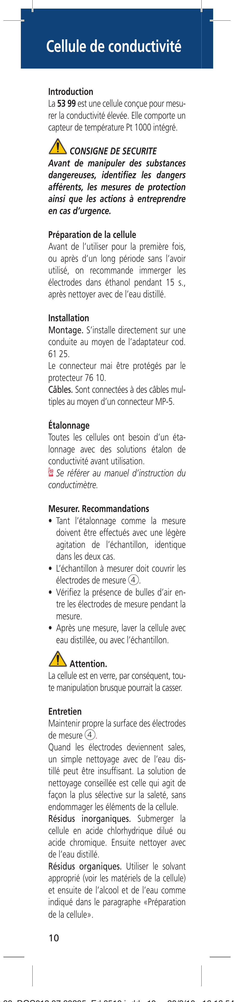 Cellule de conductivité | Hach-Lange LZU5399 User Manual | Page 10 / 16