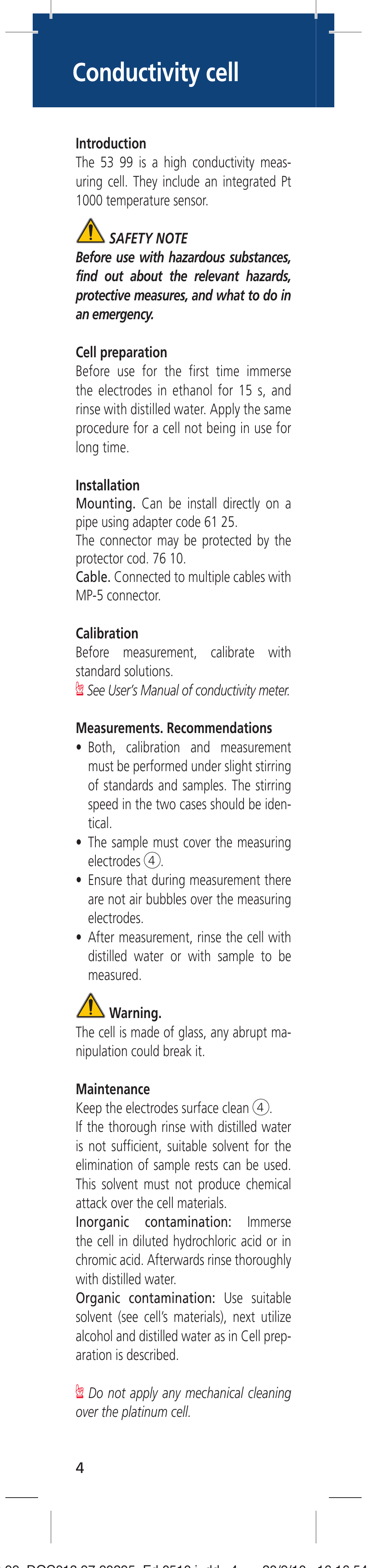 Conductivity cell | Hach-Lange LZU5399 User Manual | Page 4 / 16