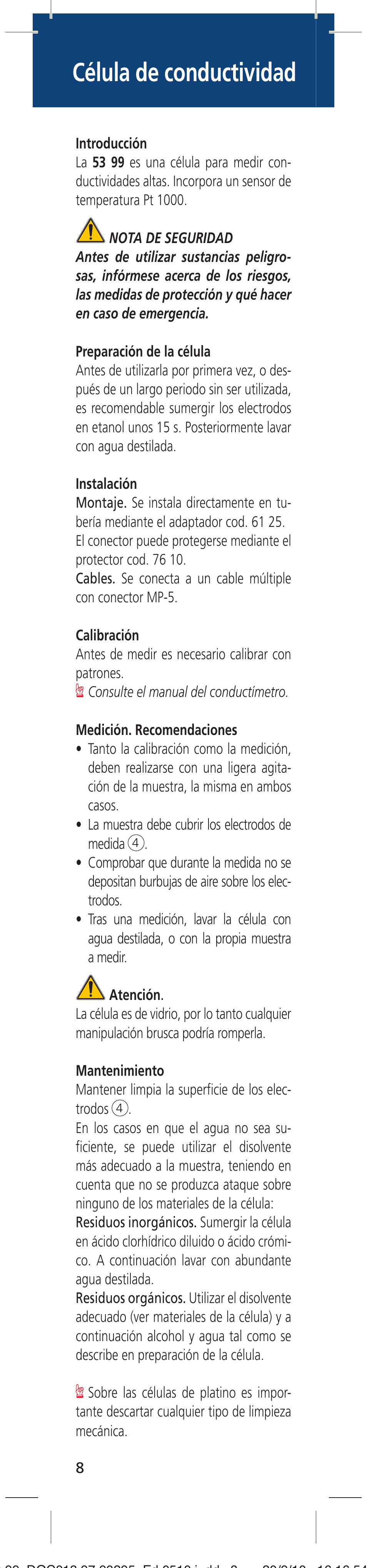 Célula de conductividad | Hach-Lange LZU5399 User Manual | Page 8 / 16