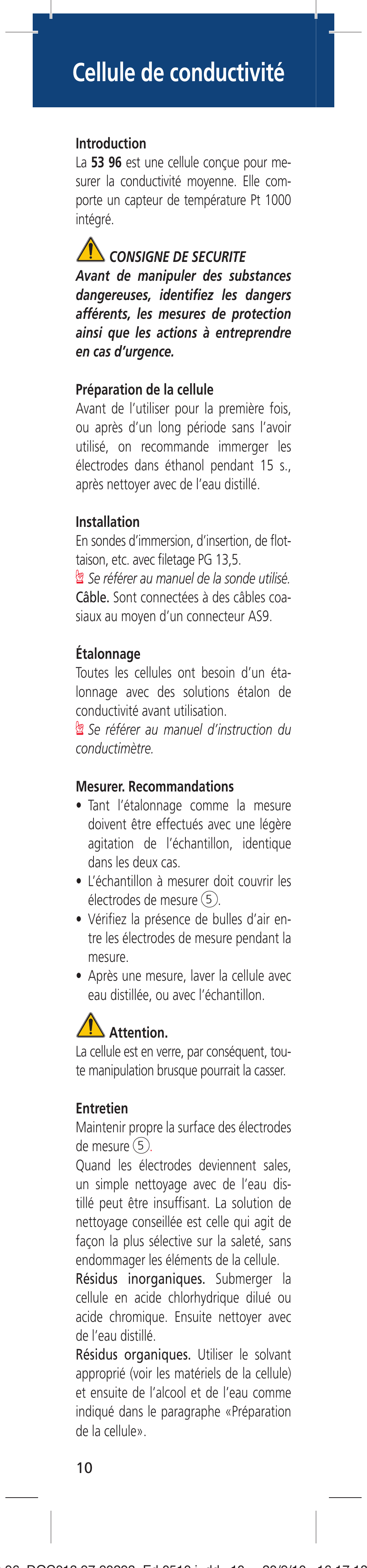 Cellule de conductivité | Hach-Lange LZU5396 User Manual | Page 10 / 16