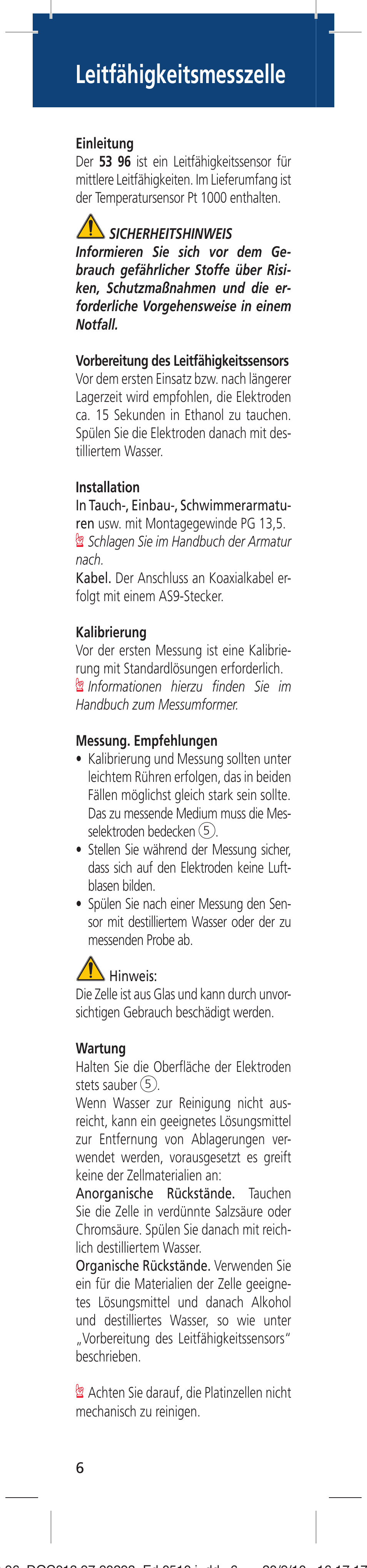 Leitfähigkeitsmesszelle | Hach-Lange LZU5396 User Manual | Page 6 / 16