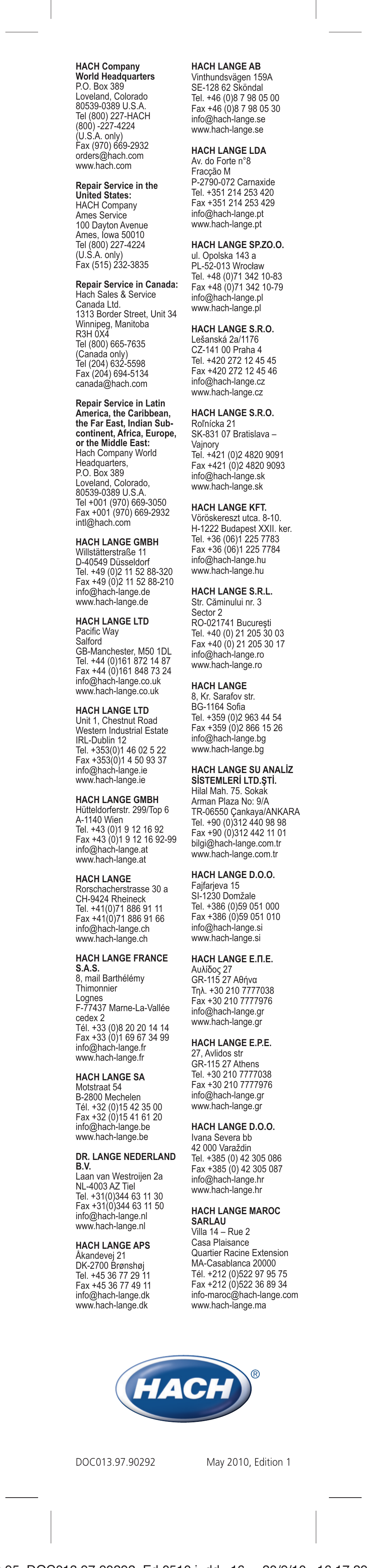 Hach-Lange LZU5395 User Manual | Page 16 / 16