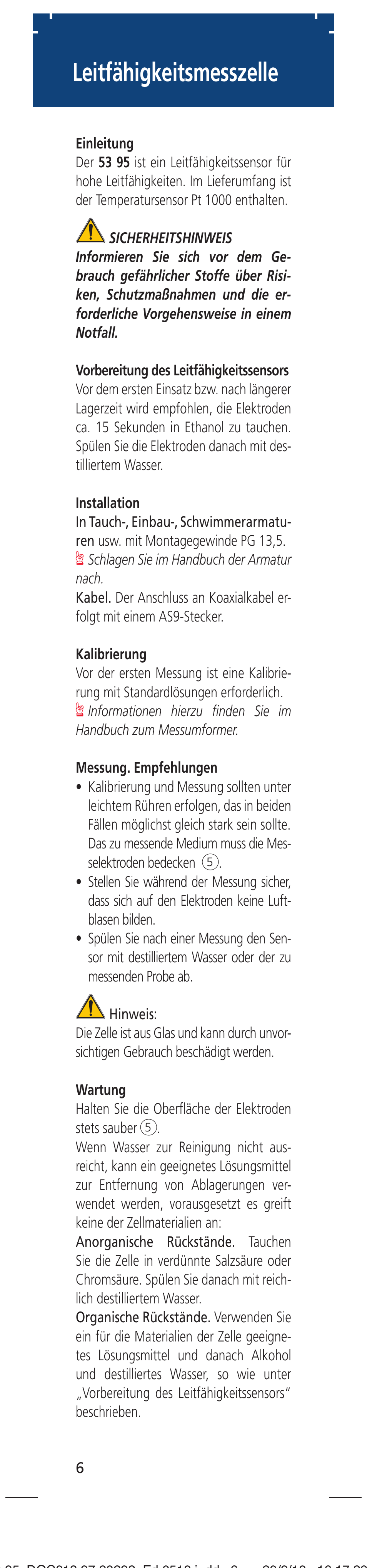 Leitfähigkeitsmesszelle | Hach-Lange LZU5395 User Manual | Page 6 / 16