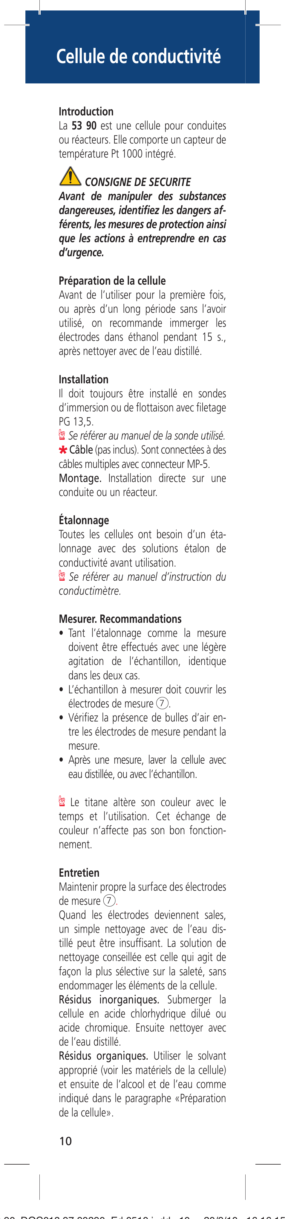 Cellule de conductivité | Hach-Lange LZU5390 User Manual | Page 10 / 16