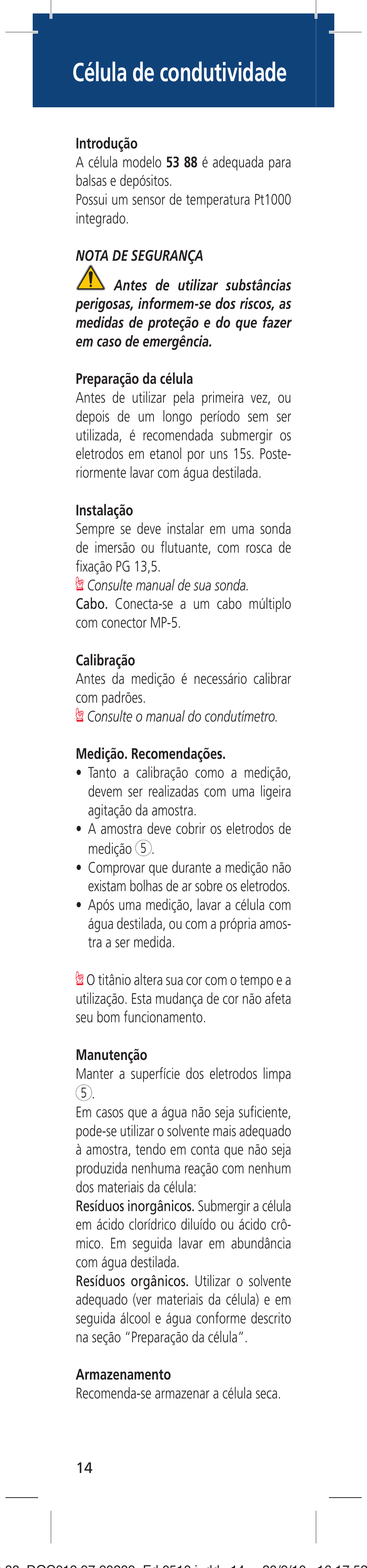 Célula de condutividade | Hach-Lange LZU5388 User Manual | Page 14 / 16