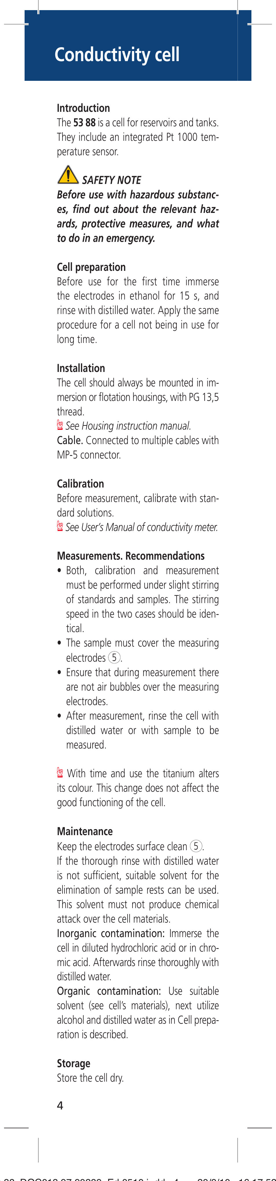 Conductivity cell | Hach-Lange LZU5388 User Manual | Page 4 / 16