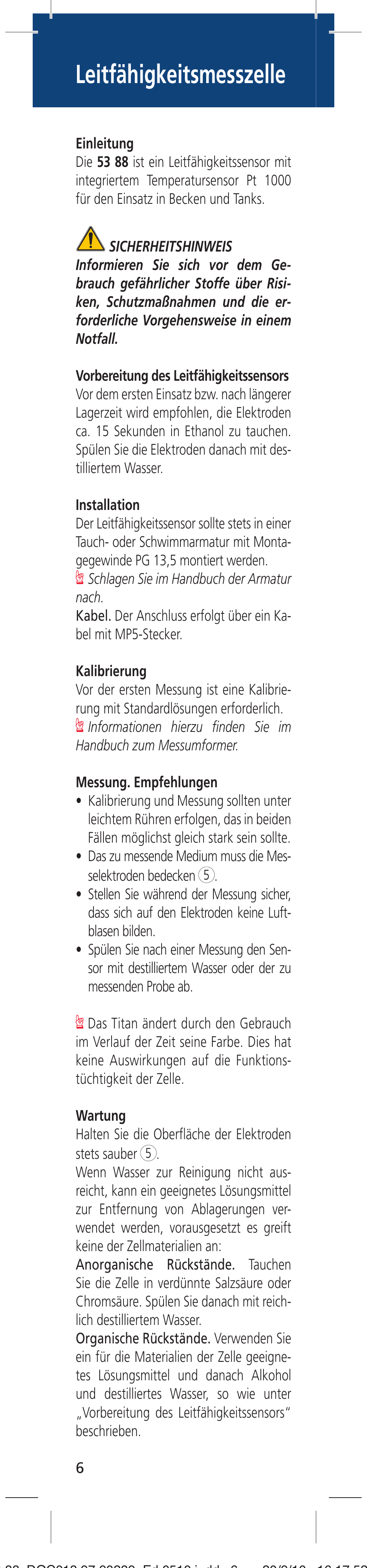 Leitfähigkeitsmesszelle | Hach-Lange LZU5388 User Manual | Page 6 / 16