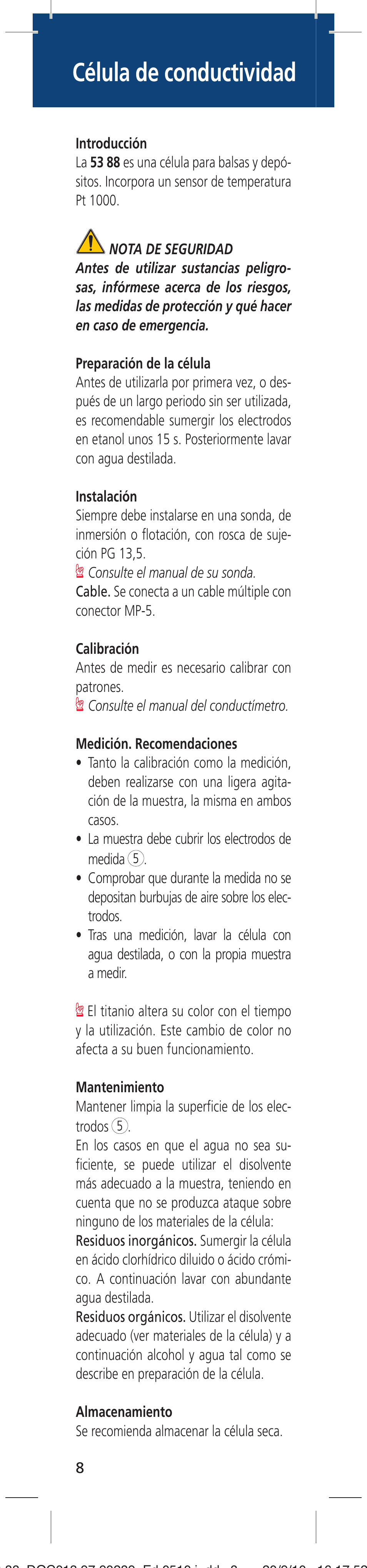 Célula de conductividad | Hach-Lange LZU5388 User Manual | Page 8 / 16