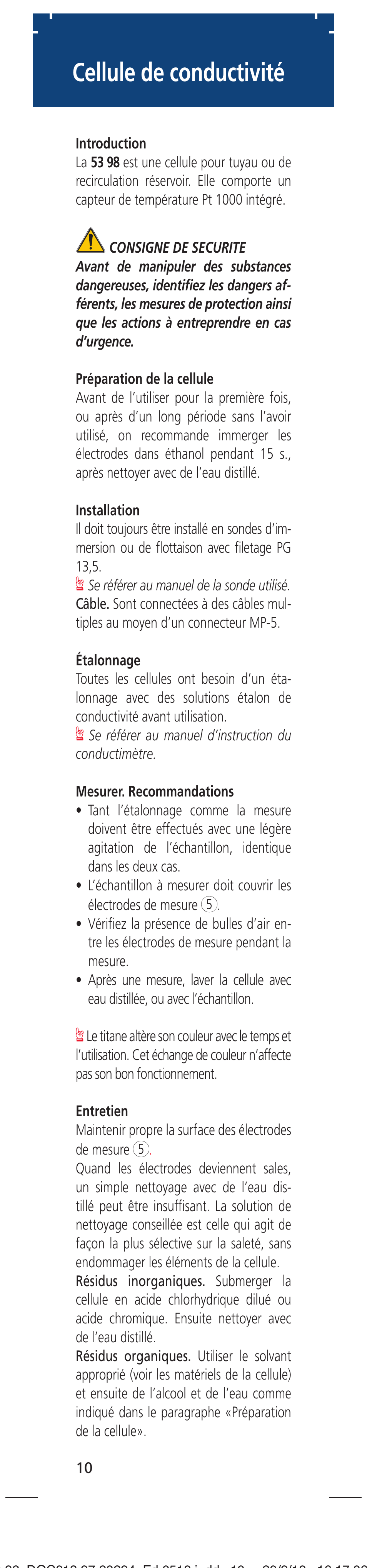 Cellule de conductivité | Hach-Lange LZU5398 User Manual | Page 10 / 16