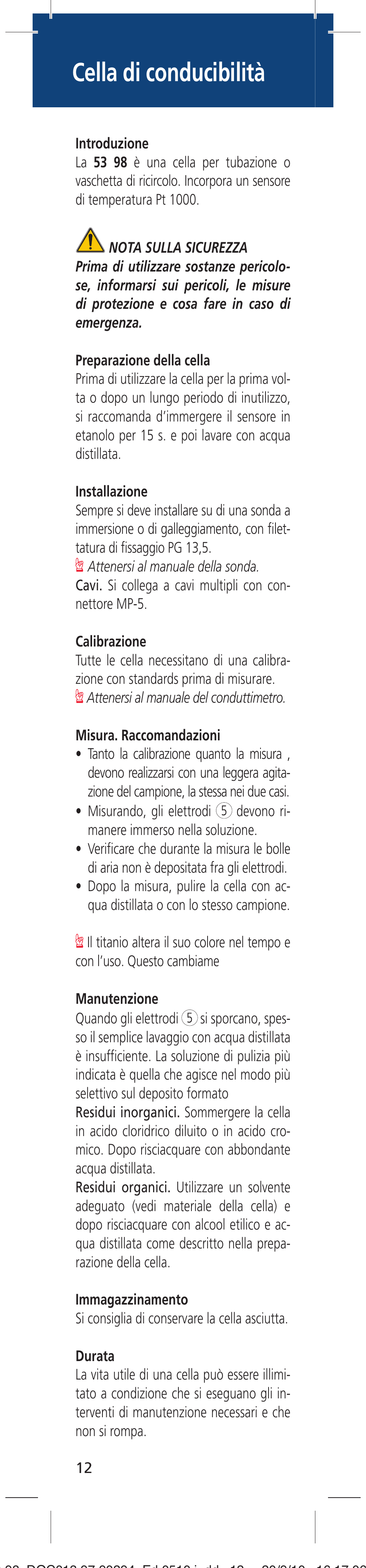 Cella di conducibilità | Hach-Lange LZU5398 User Manual | Page 12 / 16