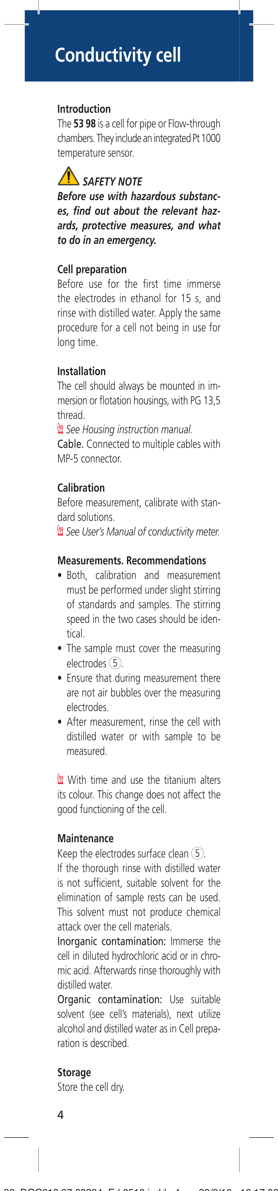 Conductivity cell | Hach-Lange LZU5398 User Manual | Page 4 / 16