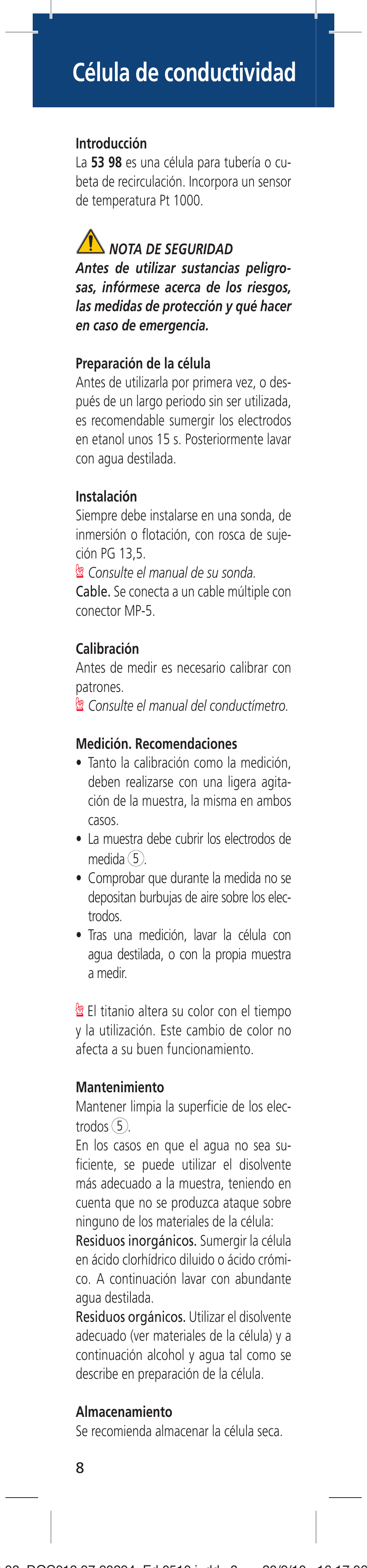 Célula de conductividad | Hach-Lange LZU5398 User Manual | Page 8 / 16
