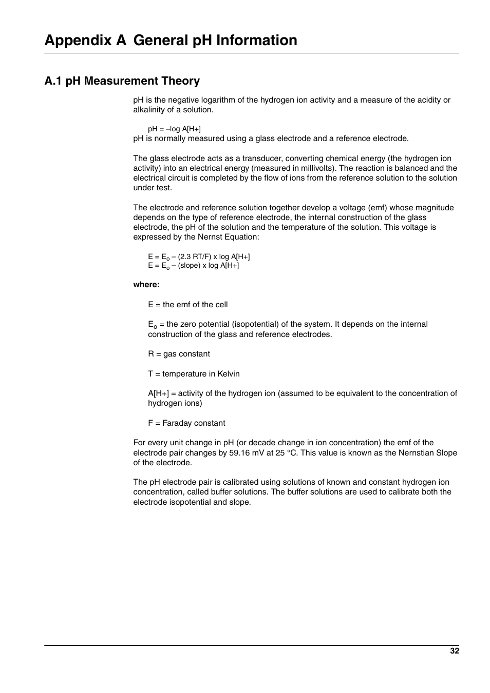 Appendix a general ph information, A.1 ph measurement theory | Hach-Lange pHD sc User Manual | Page 38 / 44