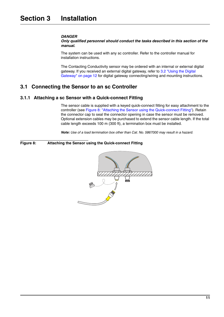 1 connecting the sensor to an sc controller | Hach-Lange 3400 sc User Manual | Page 15 / 52