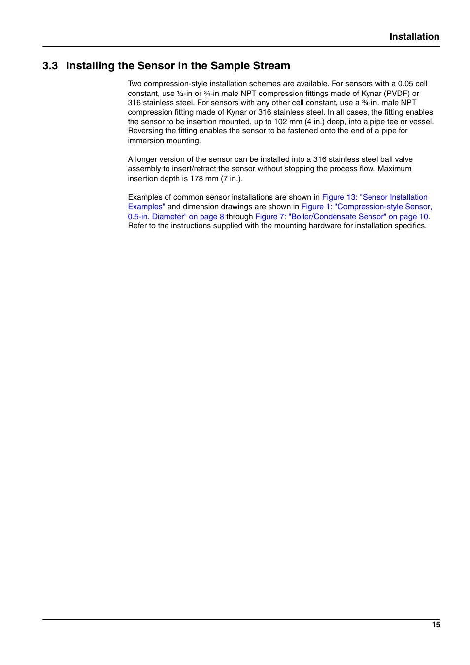 3 installing the sensor in the sample stream | Hach-Lange 3400 sc User Manual | Page 19 / 52